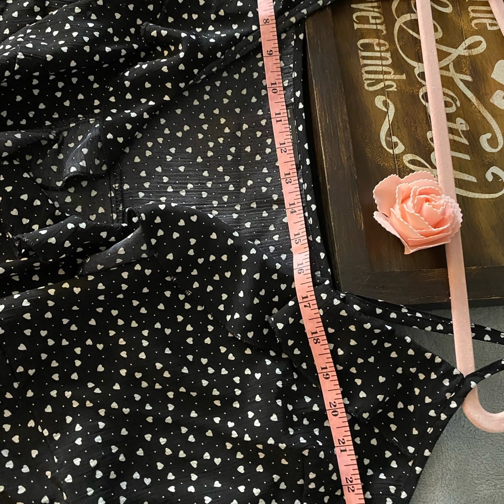 Swim cover up Black With White Hearts ruffled with tie women’s 2XL plus Sz SHEIN - Picture 5 of 7